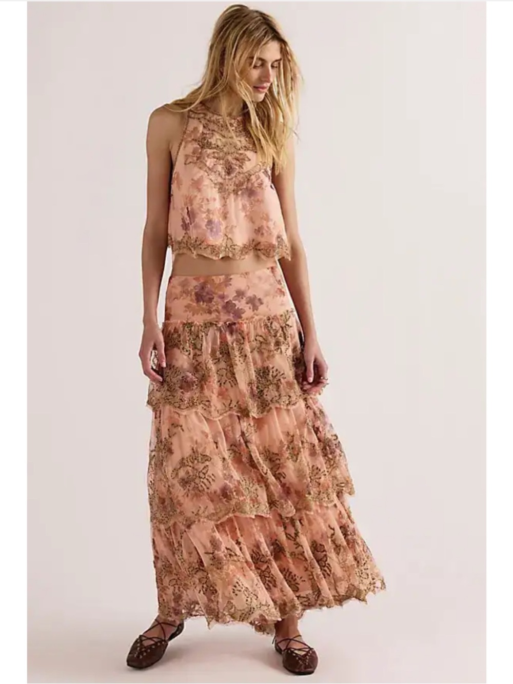 Free People Maple Glow Maxi Skirt Set